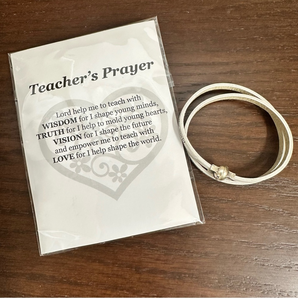 Leather teacher prayer wrap bracelet